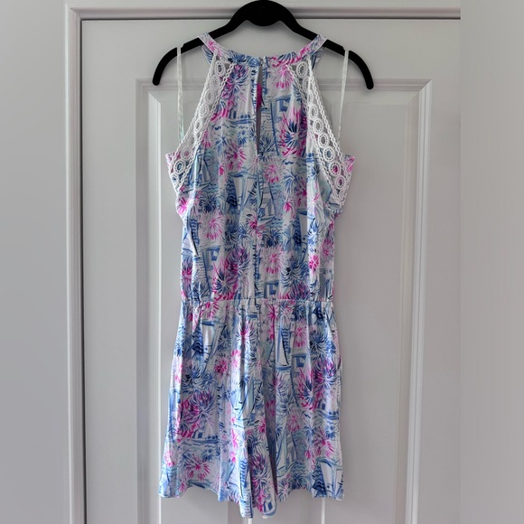Lilly Pulitzer Lala Romper SZ XS Crew Blue Tint Sea To Shining Sea - Picture 8 of 16